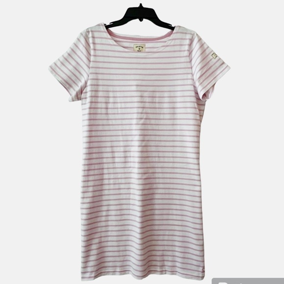 Joules Dresses & Skirts - Joules Pink and White Stripe Short Sleeve T-Shirt Dress
